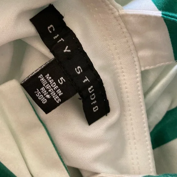 Green and white stripes sleeveless dress cotton dress - Picture 4 of 5